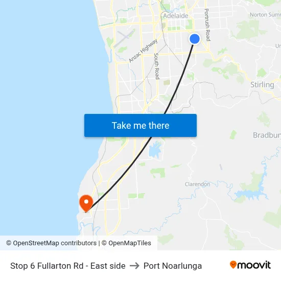 Stop 6 Fullarton Rd - East side to Port Noarlunga map