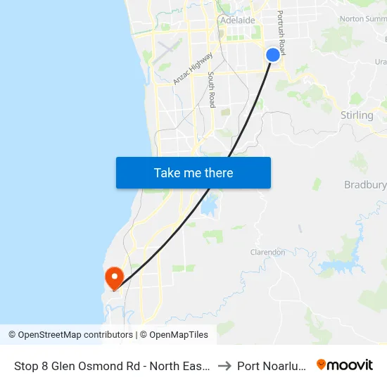 Stop 8 Glen Osmond Rd - North East side to Port Noarlunga map