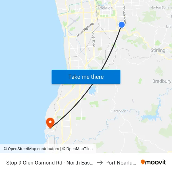 Stop 9 Glen Osmond Rd - North East side to Port Noarlunga map