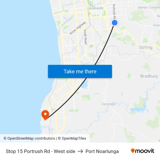 Stop 15 Portrush Rd - West side to Port Noarlunga map