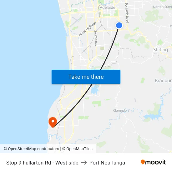 Stop 9 Fullarton Rd - West side to Port Noarlunga map