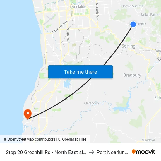 Stop 20 Greenhill Rd - North East side to Port Noarlunga map