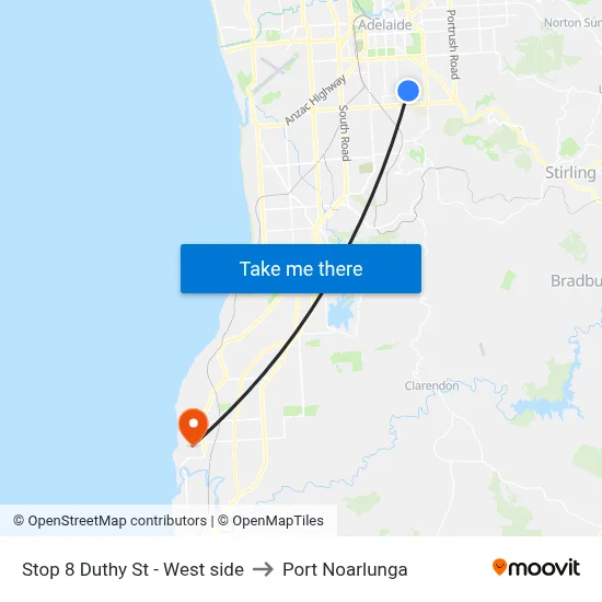Stop 8 Duthy St - West side to Port Noarlunga map