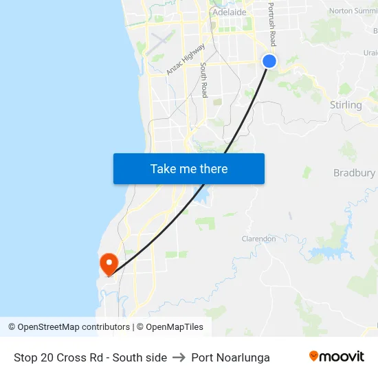 Stop 20 Cross Rd - South side to Port Noarlunga map