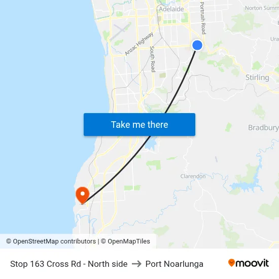 Stop 163 Cross Rd - North side to Port Noarlunga map