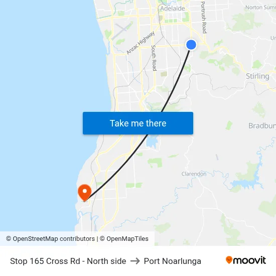 Stop 165 Cross Rd - North side to Port Noarlunga map