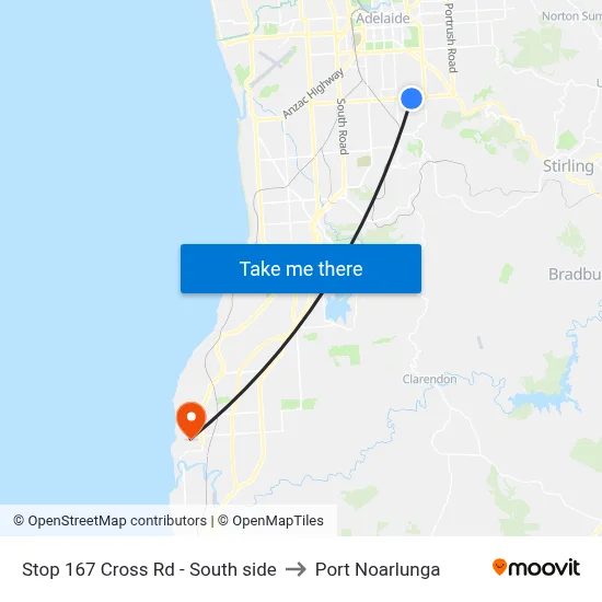 Stop 167 Cross Rd - South side to Port Noarlunga map