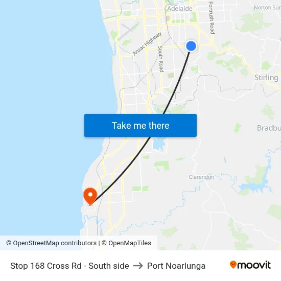 Stop 168 Cross Rd - South side to Port Noarlunga map