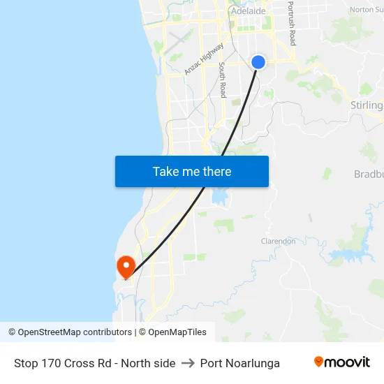 Stop 170 Cross Rd - North side to Port Noarlunga map