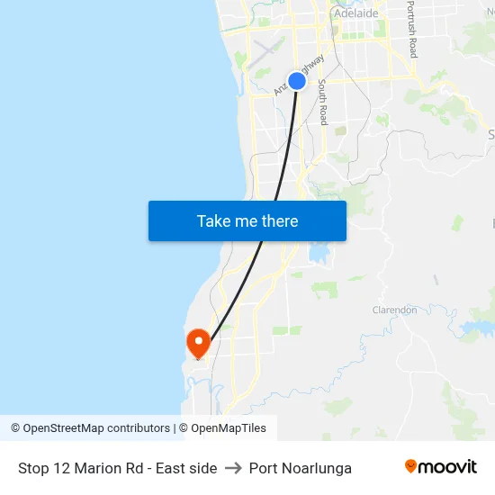 Stop 12 Marion Rd - East side to Port Noarlunga map