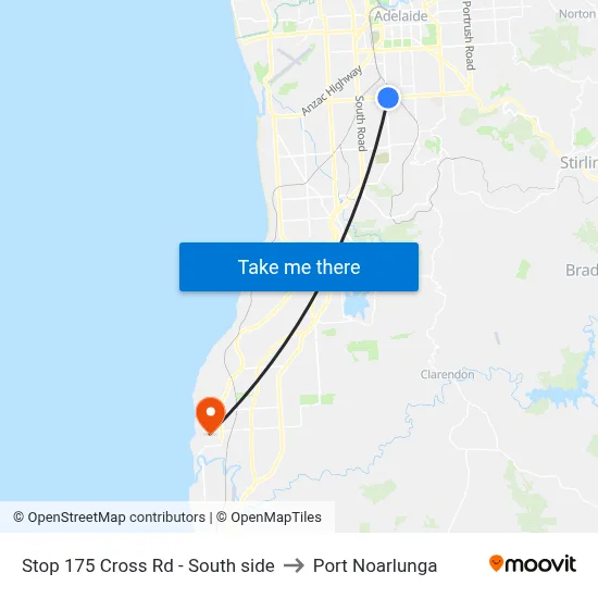 Stop 175 Cross Rd - South side to Port Noarlunga map