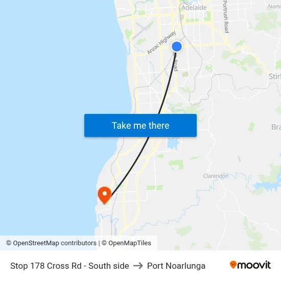 Stop 178 Cross Rd - South side to Port Noarlunga map