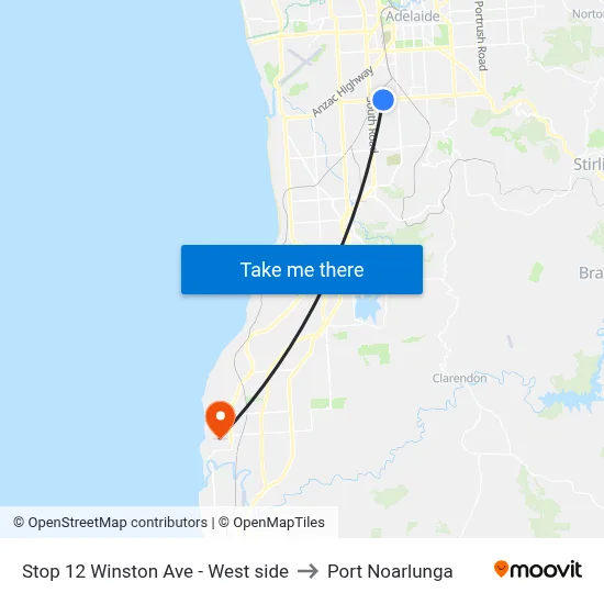 Stop 12 Winston Ave - West side to Port Noarlunga map
