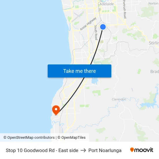 Stop 10 Goodwood Rd - East side to Port Noarlunga map