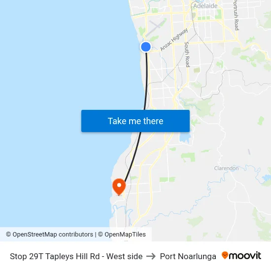 Stop 29T Tapleys Hill Rd - West side to Port Noarlunga map