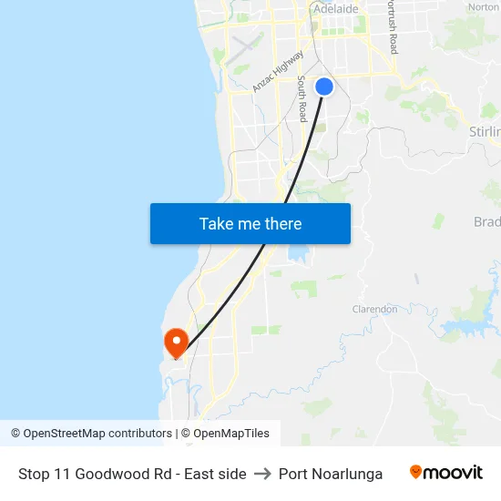 Stop 11 Goodwood Rd - East side to Port Noarlunga map