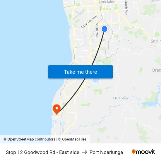 Stop 12 Goodwood Rd - East side to Port Noarlunga map