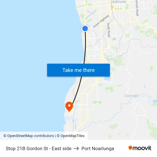 Stop 21B Gordon St - East side to Port Noarlunga map