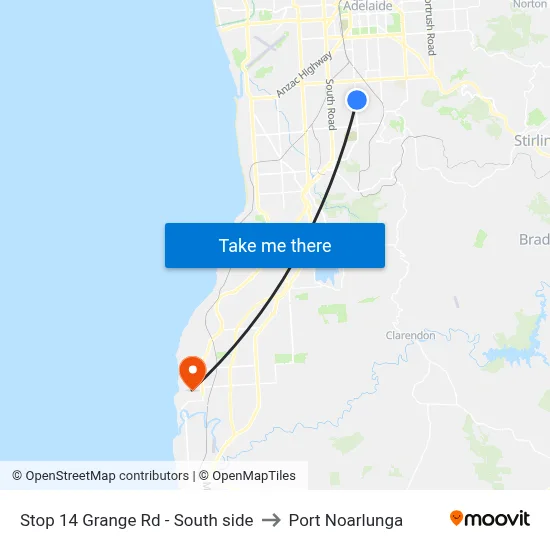 Stop 14 Grange Rd - South side to Port Noarlunga map