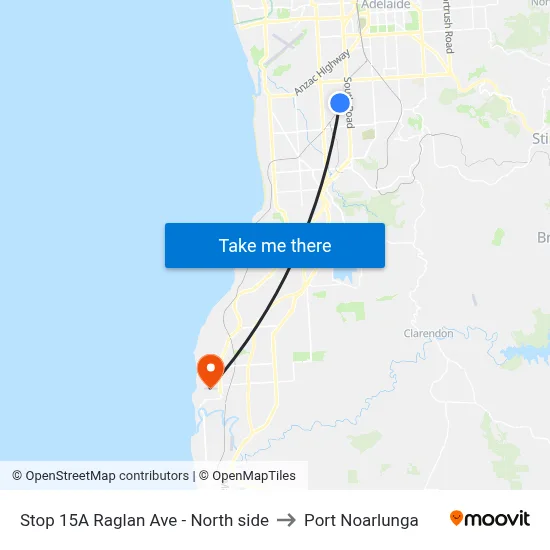 Stop 15A Raglan Ave - North side to Port Noarlunga map