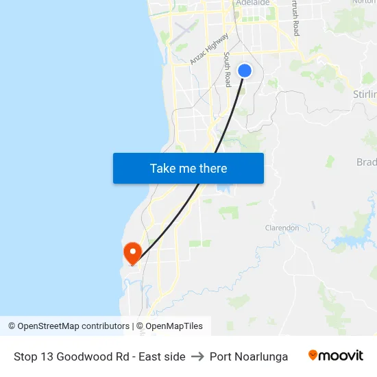 Stop 13 Goodwood Rd - East side to Port Noarlunga map