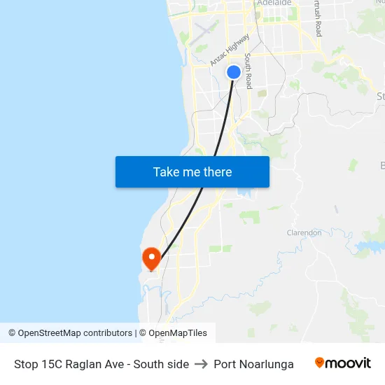 Stop 15C Raglan Ave - South side to Port Noarlunga map