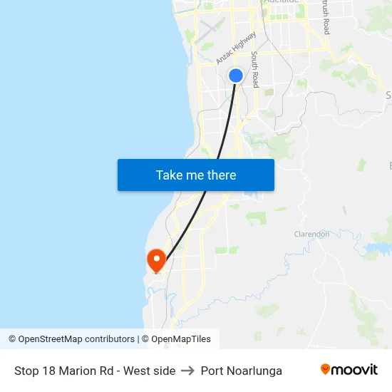 Stop 18 Marion Rd - West side to Port Noarlunga map