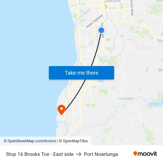 Stop 16 Brooks Tce - East side to Port Noarlunga map