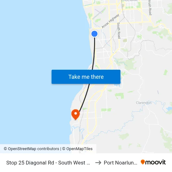 Stop 25 Diagonal Rd - South West side to Port Noarlunga map