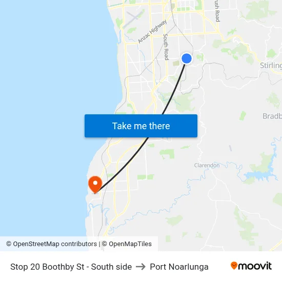 Stop 20 Boothby St - South side to Port Noarlunga map