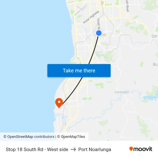 Stop 18 South Rd - West side to Port Noarlunga map