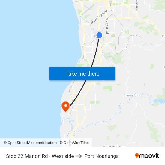 Stop 22 Marion Rd - West side to Port Noarlunga map