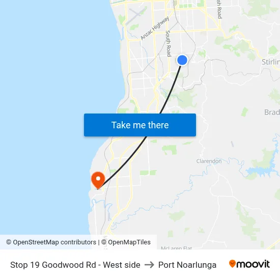 Stop 19 Goodwood Rd - West side to Port Noarlunga map