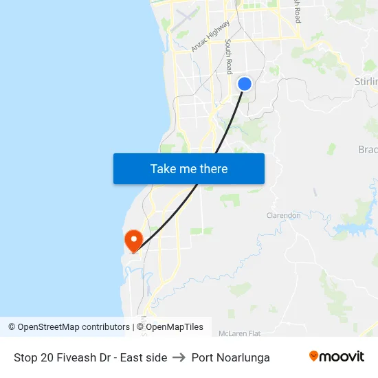 Stop 20 Fiveash Dr - East side to Port Noarlunga map