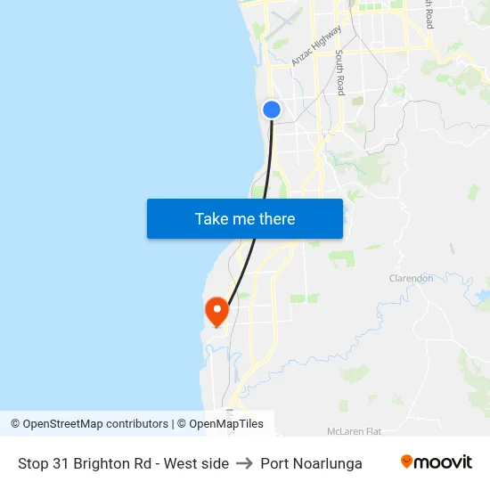 Stop 31 Brighton Rd - West side to Port Noarlunga map