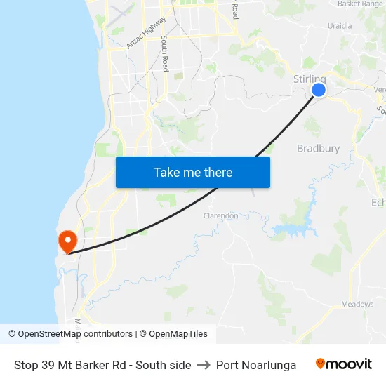 Stop 39 Mt Barker Rd - South side to Port Noarlunga map