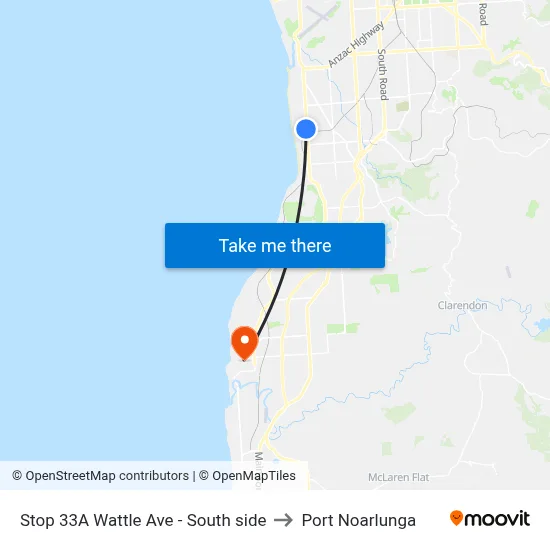 Stop 33A Wattle Ave - South side to Port Noarlunga map