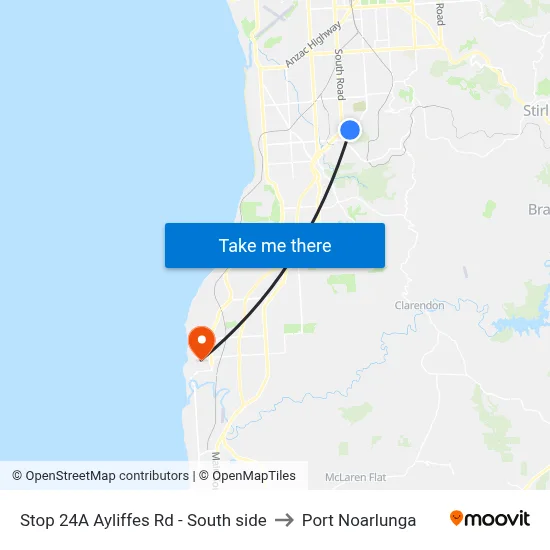Stop 24A Ayliffes Rd - South side to Port Noarlunga map
