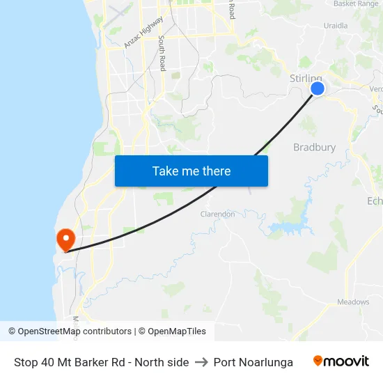 Stop 40 Mt Barker Rd - North side to Port Noarlunga map