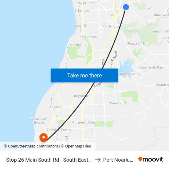 Stop 26 Main South Rd - South East side to Port Noarlunga map