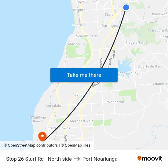 Stop 26 Sturt Rd - North side to Port Noarlunga map