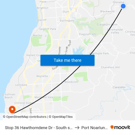 Stop 36 Hawthorndene Dr - South side to Port Noarlunga map