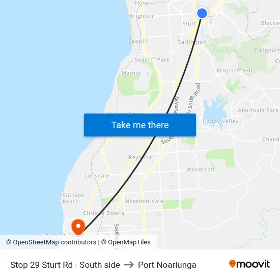 Stop 29 Sturt Rd - South side to Port Noarlunga map
