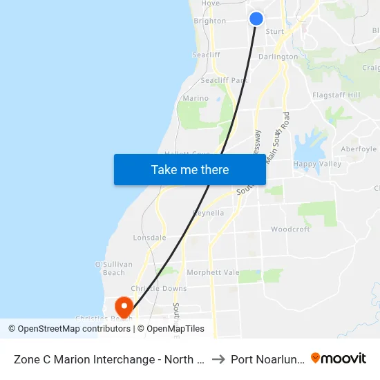 Zone C Marion Interchange - North side to Port Noarlunga map