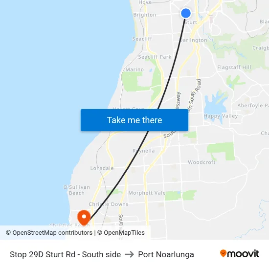 Stop 29D Sturt Rd - South side to Port Noarlunga map