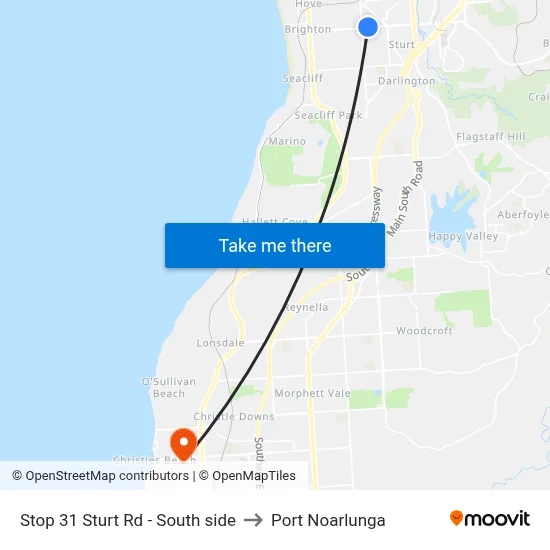 Stop 31 Sturt Rd - South side to Port Noarlunga map