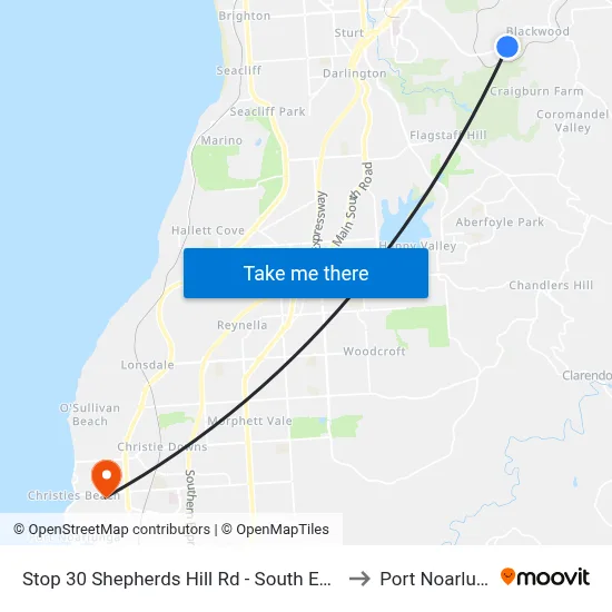 Stop 30 Shepherds Hill Rd - South East side to Port Noarlunga map