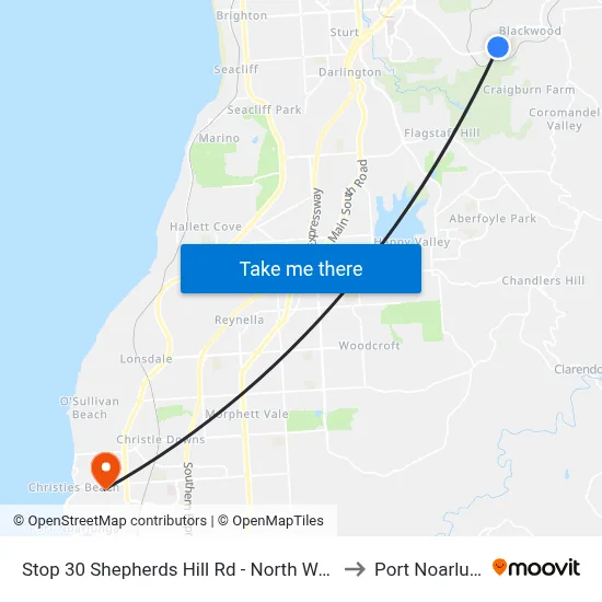 Stop 30 Shepherds Hill Rd - North West side to Port Noarlunga map