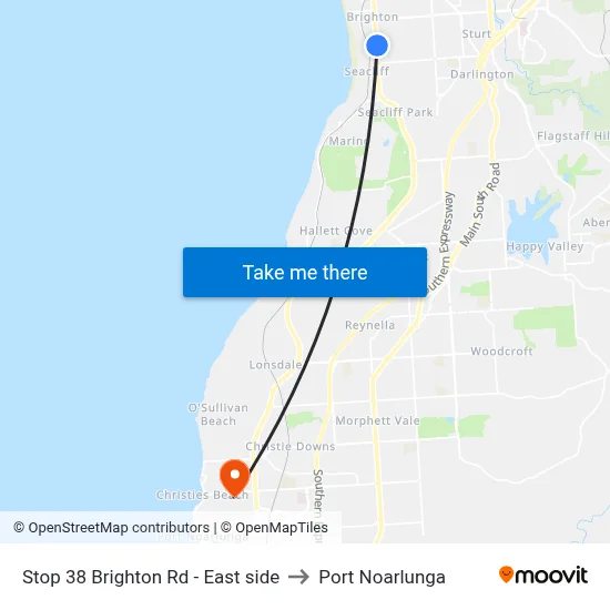 Stop 38 Brighton Rd - East side to Port Noarlunga map