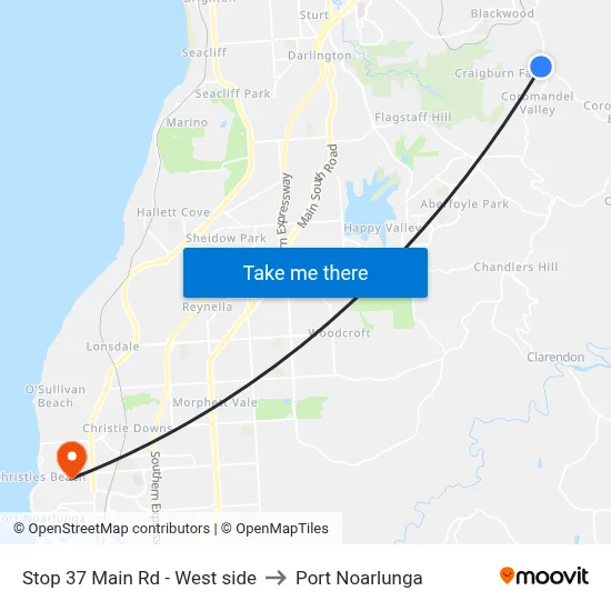 Stop 37 Main Rd - West side to Port Noarlunga map